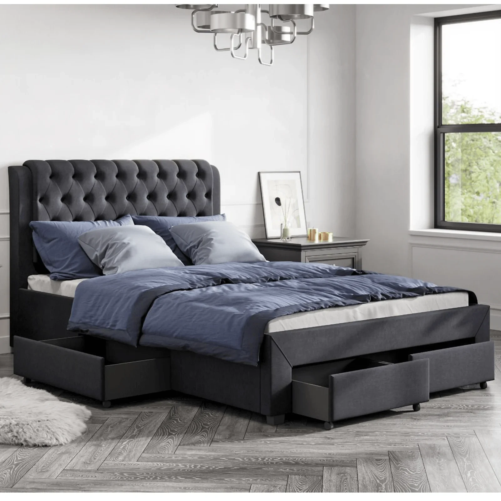 Giường có đầu giường bọc nệm
